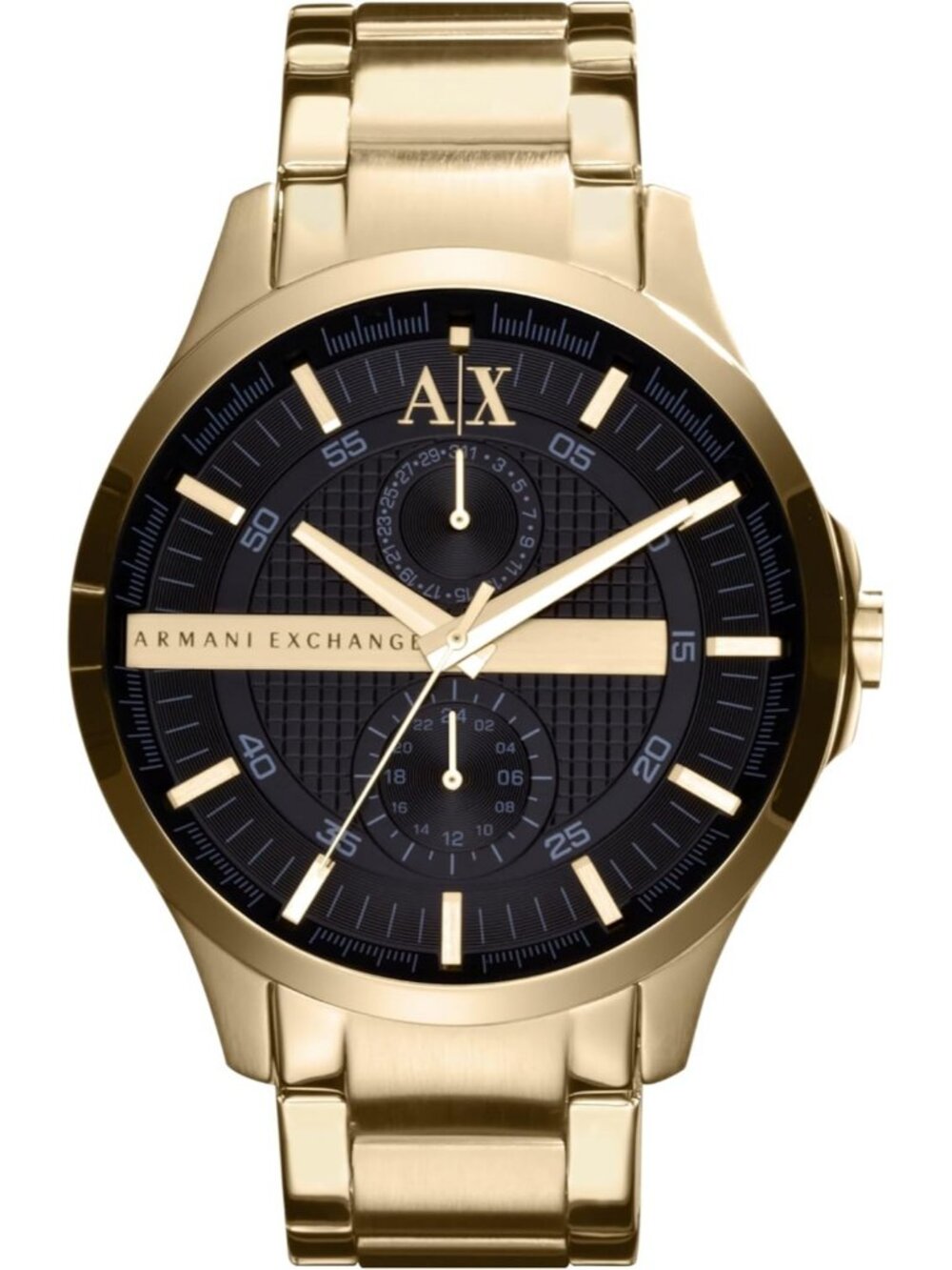 Men's Gold/Black A|X Armani Exchange Stainless Steel Bracelet Dress Wristwatch
